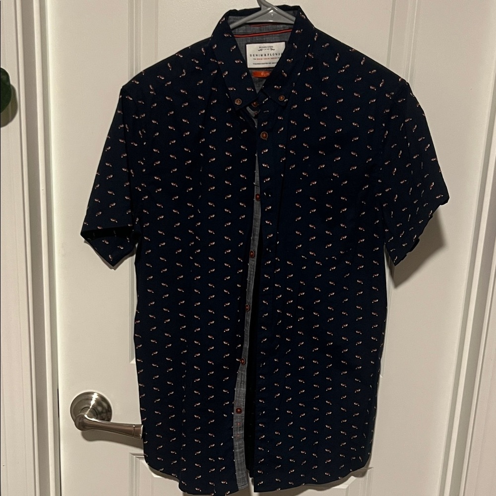 J. Crew Dark Blue Patterned Men's Shirt